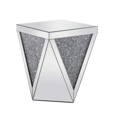 China New style mirror side table custom silver diamond edge table end table wholesale modern simple silver living room furniture for sale