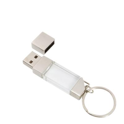 China Custom logo flash crystal metal USB flash drive LED with keychain 32GB 64GB 128GB external storage memory stick u disk pendrive for sale