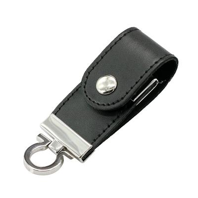 China USB Leather Leather Flash Drive With Metal Key Chain Pendrive 64GB 32GB 8GB USB 2.0 Flash 128GB Pen Drive Memory Stick for sale