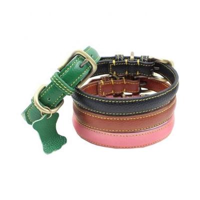 China Double Sided Personalized Adjustable Braided Dog Collar Durable High Quality Lychee Pattern PU Leather for sale