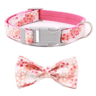 China Custom Fashion Printed Fully Adjustable Nylon Colorful Bow Tie Bow Tie Pet Collar For Dog for sale