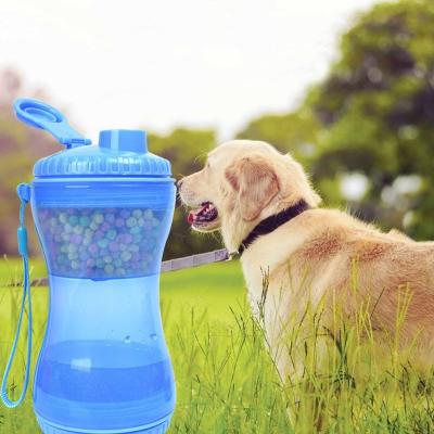 China Sustainable Outdoor Portable Dog Water Bottle Food and Drinking Water 2 in 1 Portable Pet Water Bottle for sale