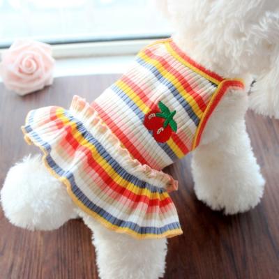 China Viable High Quality Fruit Pattern Dog Clothes Rainbow Stripe Cute Pet Clothes Summer Clothes for sale