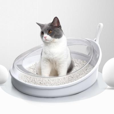 China Cleaning Material Stocked PVC Thicken Anti Spill Semi Closed Cat Toilet Box Litter Box For Cats for sale