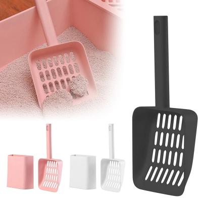 China Best Selling Single Color Viable Cleaning Mesh Format Cat Litter Scoop Cat Feces Spoon With Storage Canister Stabilized Pet Feeds for sale