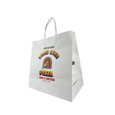 China Recyclable Custom Printed Your Own Logo White Brown Kraft Gift Craft Shopping Paper Bag With Handles for sale