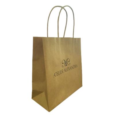 China Recyclable Custom Brown Smell Proof Flower Bouquet Packaging Paper Bag Promotional Packaging Bag For Apparel Jewelry Packaging With Handle for sale