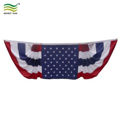 China Hanging Patriotic USA Stars And Stripes 600D Polyester 3x6 1.5x3 Feet Pleated Half Fan Flag Set for sale