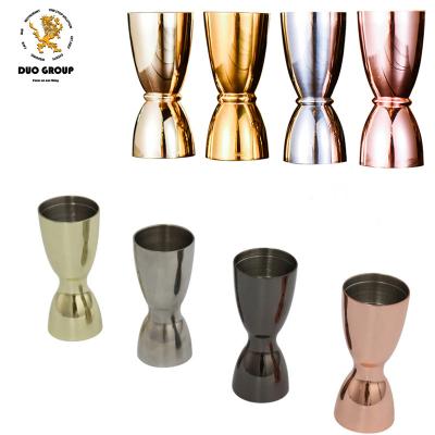 China Bartending Tools Custom Stainless Steel Japanese Stocked Copper 30 60ml Gold Double Bar Measuring Jigger for sale