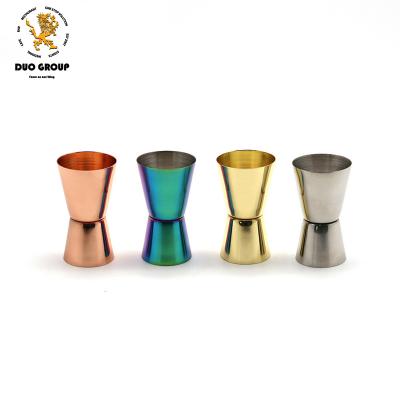 China Custom Stocked Copper-Plated Japanese Style Measuring Cup Slim Jigger Stainless Steel Double Cocktail Jigger for sale