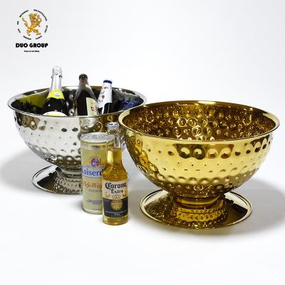 China Custom Viable Hotel Logo Wholesale Stainless Steel Metal Luxury Champagne Wine Cooler Beer Ice Bar Buckets for sale