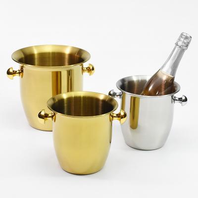 China Viable Luxury Bar KTV Champagne Beer Wine Ice Bucket Binaural Stainless Steel Ice Bucket 3L/5L for sale