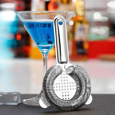 China Stocked In Presents Bar Accessories Professional Creative Bar Tools Bartender 304 Stainless Steel Cocktail Bar Strainer for sale