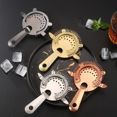 China Stocked Cocktail Kit Gift Stainless Steel Hawthorn Cocktail Strainer for Bar Fine Mesh Ice Strainer 2 Fork Bar Cocktail Shaker for sale