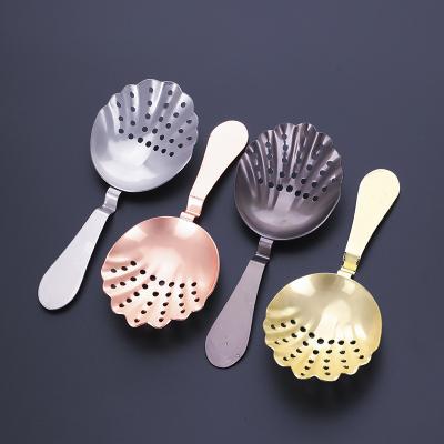 China Customized Fine Stocked Bar Cocktail Strainer Stainless Steel Hawthorn Mesh Ice Bar Strainer 304 Stainless Steel Crosshead for sale