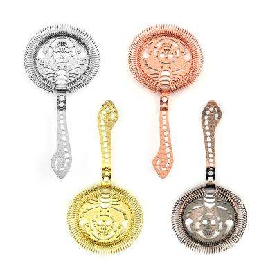 China Stocked Creative Bar Presents Custom Logo Bar Strainer Sprung Cocktail Strainer Tools Luxury Stainless Steel Instruments Strainer for sale