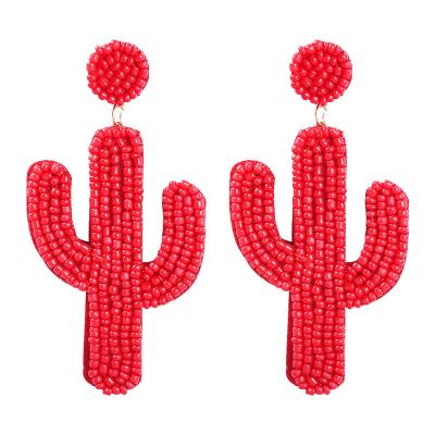 China Bohemia Statement Ethnic Bohemian Seed Beads Long Cactus Drop Earring For Women Fashion Jewelry Handmade Accessories for sale