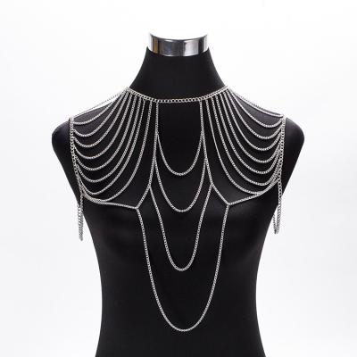 China FASHION sexy shoulder chain body jewelry for women tassel halter jewelry summer bikini night bar chain wholesale multilayer long for sale