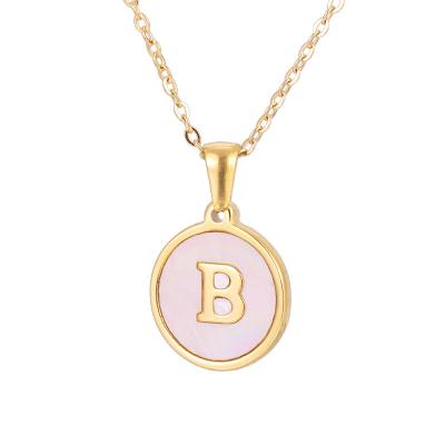 China Trendy Luxury Cute Jewelry Rose Round Stainless Steel Chain 18K Gold Shell Charms Chokers A-Z Initials Necklace Women Daily Gift for sale