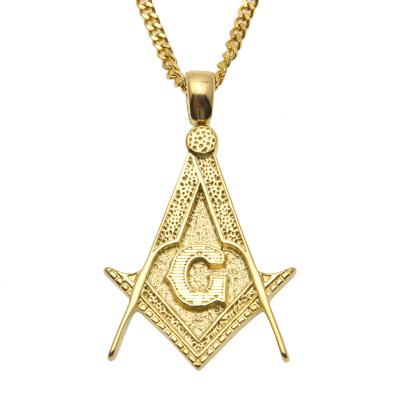 China New Hiphop Style Stainless Steel Badge Shape Pendants Masonic Men Shape Hip Hop Personality Jewelry Accessories for sale