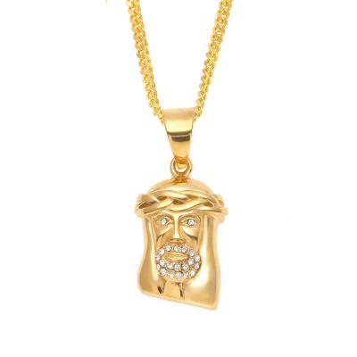 China Jesus Shape Pendants Unisex Hot Sales Hiphop Hip Hop Stainless Steel Inlay Rhinestone Big Beard Shape Jewelry Accessories for sale