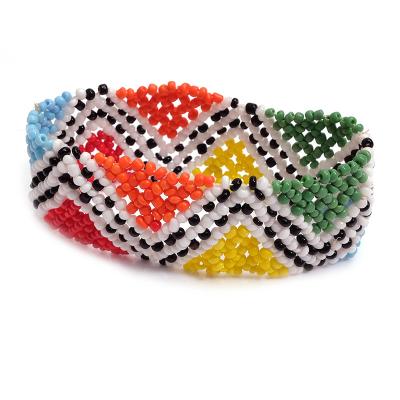 China Custom Bohemian Colorful Seed Bead Elastic Stretch Bracelet BOHEMIA For Women Handmade Ethnic Adjustable Wave Strand Bracelet Jewelry for sale