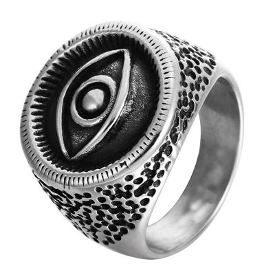 China New Fashion Stainless Steel Punk Eye Shape Ring Men Personality Punk Vintage Hand Jewelry Accessories Gift for sale