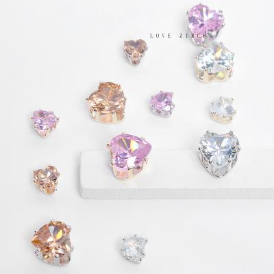 China Shiny Luxury Nail Sticker Multiple Color Love Heart Shape AAA Zircon Nail Charm Women Beauty Finger Nail Jewelry for sale