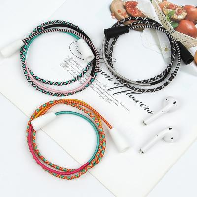 China Wholesale Fashion Colorful Handmade Bohemian Earphone Adjustable Holder Tie Cord Anti Lost String Earphone Wireless Lanyard for sale