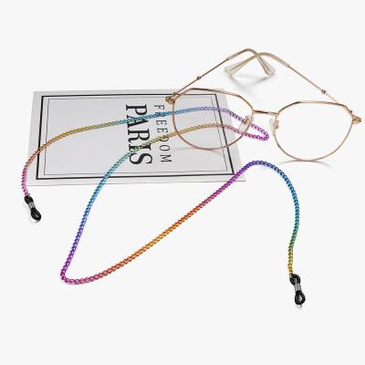 China FASHIONABLE Colorful Chain Magnetic Earphone Strap Anti Lost Metal Rainbow Face Cover Holder Strap Glass Lanyard Collar for sale