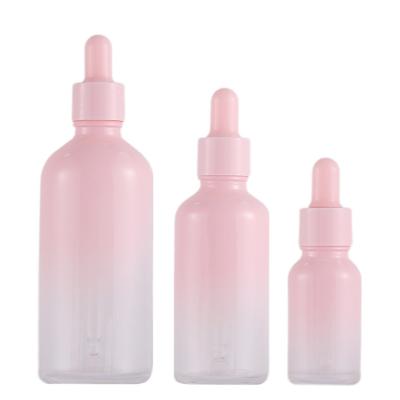 China TOSUN Cosmetic Wholesale Empty Pink 5ml 10ml 15ml 20ml 30ml 50ml 100ml Eye Dropper Skin Care Serum Glass Dropper Bottles Essential Oil Bottle for sale