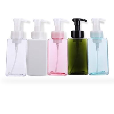 China For Household Products TOSUN250ml 450ml 650ml Amber Blue Clear Green Pink White Square PETG Plastic Foam Dispenser Bottle With Pump For Hand Sanitizer for sale