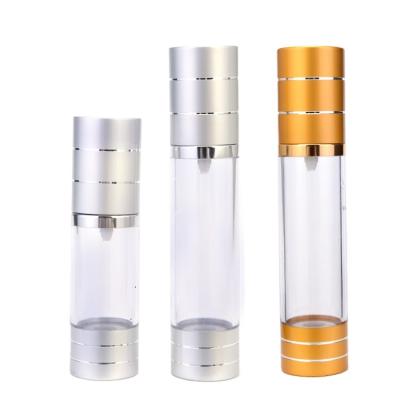 China TOSUN Cosmetic Luxury Gold Silver Plastic Airless Pump Bottles 10ml 15ml 30ml 50ml 80ml 100ml For Serum Base Packaging for sale