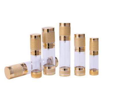 China TOSUN Cosmetic Gold Silver Plastic Airless Cosmetic Pump 15ml 30ml 50ml 80ml 100ml Bottles For Lotion Serum Foundation Packaging Supplier for sale