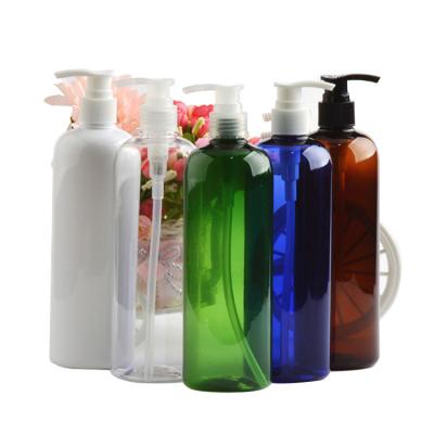 China For TOSUN Household Products In Stock 500ml Amber Black Blue Clear Green Round PET White Plastic Shampoo Bottle Sanitize 500ml PET Supplier for sale