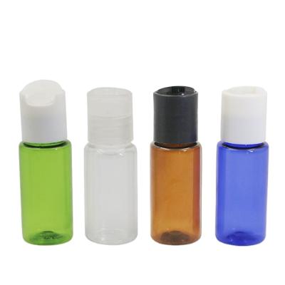 China TOSUN Sample Essential Oil 15ml Amber Green Blue Clear Empty Small Pouch Cosmetic PET Plastic Bottle 15ml With Disc Cap Packing for sale