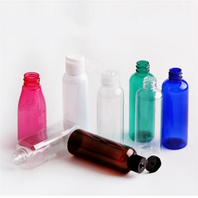 China TOSUN 100ml Cosmetic White Round Shoulder PET Plastic Bottle Amber Black Blue Clear Green With Plastic Flip Top Cap For Lotion for sale