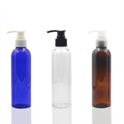 China For Household Products TOSUN 150ml Amber Blue Clear White Round Shoulder Plastic PET Lotion Pump Bottle Cosmetic PET For Hand Sanitizer for sale