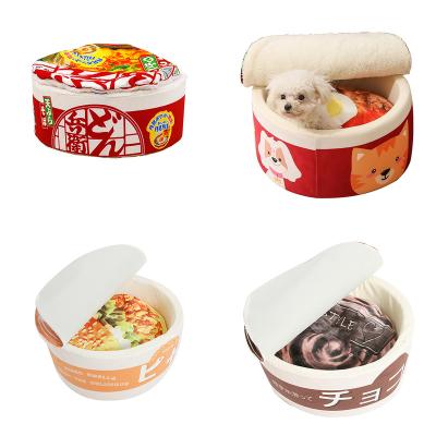 China Wholesale Japanese Instant Heating Around Closed Noodle Cat Nest Beds for Cat Bed Funny Creative Dog Pet Cave for sale