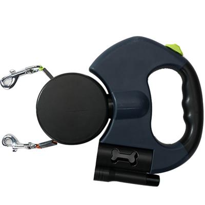 China Double Dog Leash Quick Release Retractable Automatic Expandable Double Lead Training for Walking and Running for sale