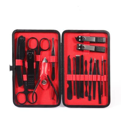 China Durable Black Color Manicure Pedicure Set Nail Stainless Steel Nail Clipper Set for sale