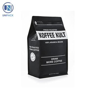 China Free sample 16oz matte black coffee food pouch with valve opp food bag for sale