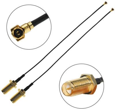 China Pure copper waterproof RP SMA to IPEX MHF U.fl 1.13mm 150mm cable assembly with SMA connector IPEX connector for sale