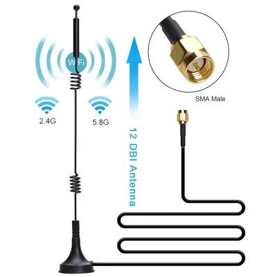 China LTE 2400-2500mhz 4900-5850MHZ Wifi 2.4G 5.8G 12dbi Omni Small Suction Cup Interface Magnetic Antenna For Cars And Home Antenna 06-2.4/5.8 for sale