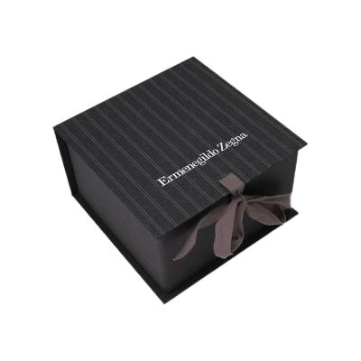 China Recyclable Matt Rigid Cardboard Paper Wedding Gift Box Packing Ribbon Closure Folding Box, New Arrival FO Simple Elegant Folding for sale