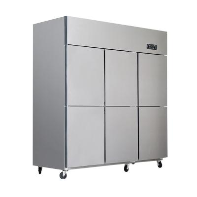 China Supermarket. Internet cafe. Commercial Vegetable Restaurant Refrigerator 6 Doors Large Capacity Stainless Steel Refrigerator Suitable For Restaurant Kitchen for sale