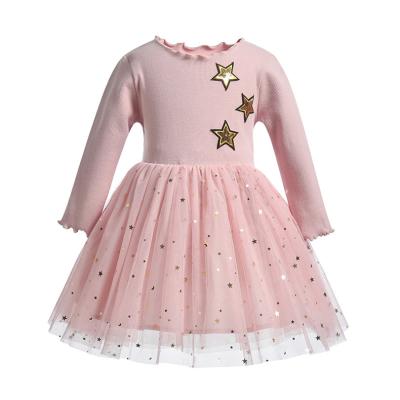 China Washable Sequins Applique Bestselling Girls Dress Kids Girls Long Sleeved Dresses for sale