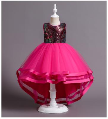 China Girls Dressing Tulle Runway Performance Dress Kids Polyester Washable Ball Gown European and American Girls Sleeveless Soft Sequin for sale