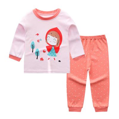 China Girl's washable clothing set 2022 autumn cartoon printing T-shirt + pants two pieces of children's best-selling pajamas for sale