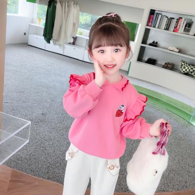 China 2022 fashion casual hoodie top girls kids clothing best selling products cartoon washable round neck pullover for sale